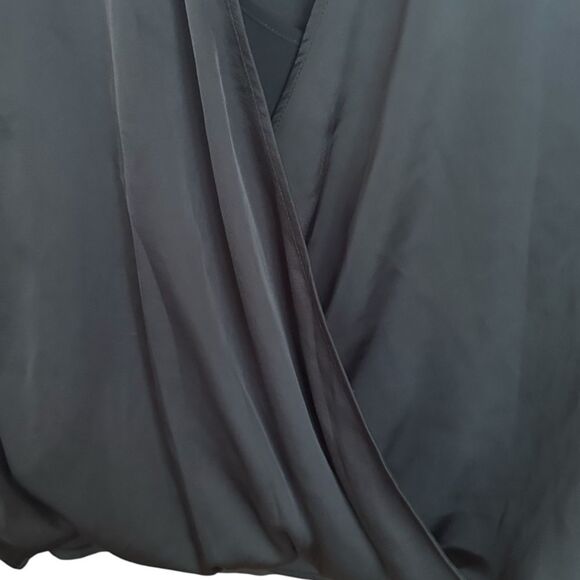 H&M Wrapover Black Satin Classic Blouse. Size XS - Picture 4 of 8